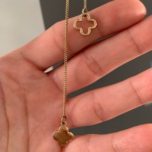 Gold plated drop lariat adjustable necklace